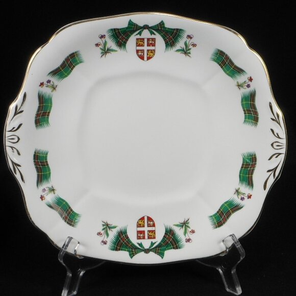 colorful cake plate. Royal Adderley New Foundland Tartan - Picture 1 of 6